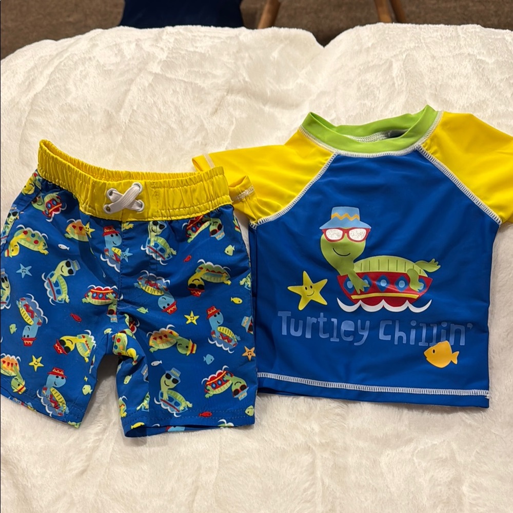 Turtley Chillin' Kids Swim Set - Blue and Yellow